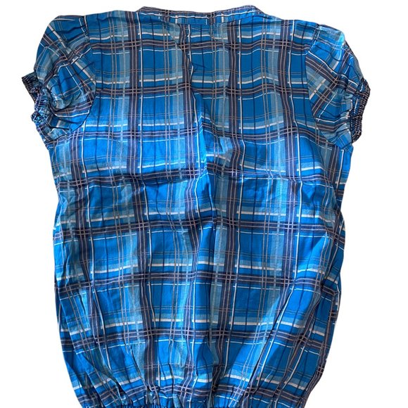 Op Blue Plaid Vintage Short Sleeve Top - Small Junior Size - Like New Condition - Picture 2 of 3